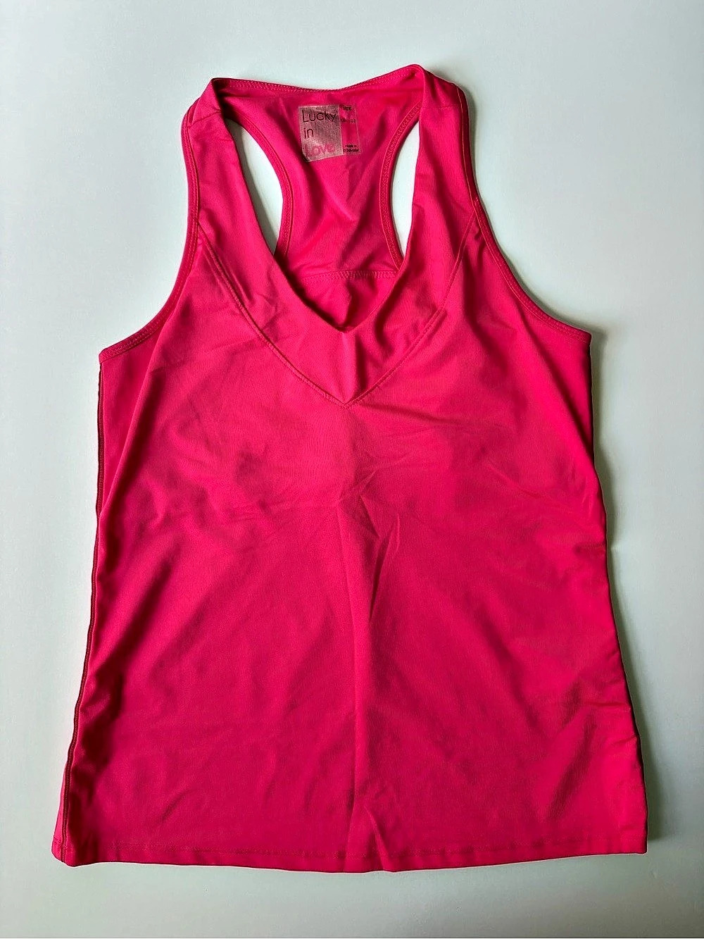 Lucky in Love Core V-Neck Tank Pink Small